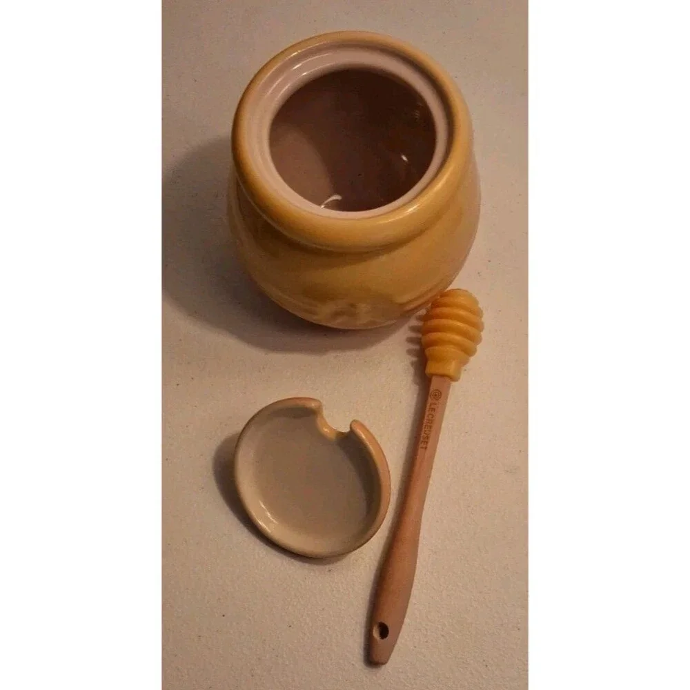 Le Crueset Honey Pot With Dipper/Lid In Discontinued Dijon Yellow